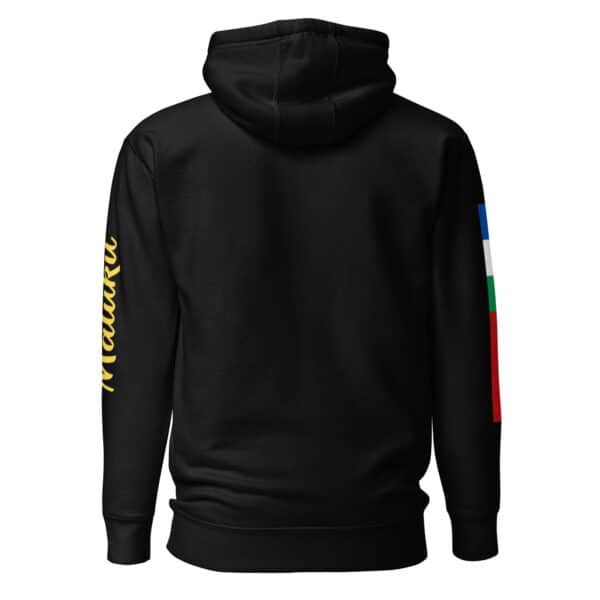 Zwarte Hoodie met Honitetu en RMS-vlag (unisex)