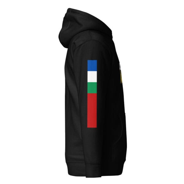 Zwarte Hoodie met Nolot en RMS-vlag (unisex)