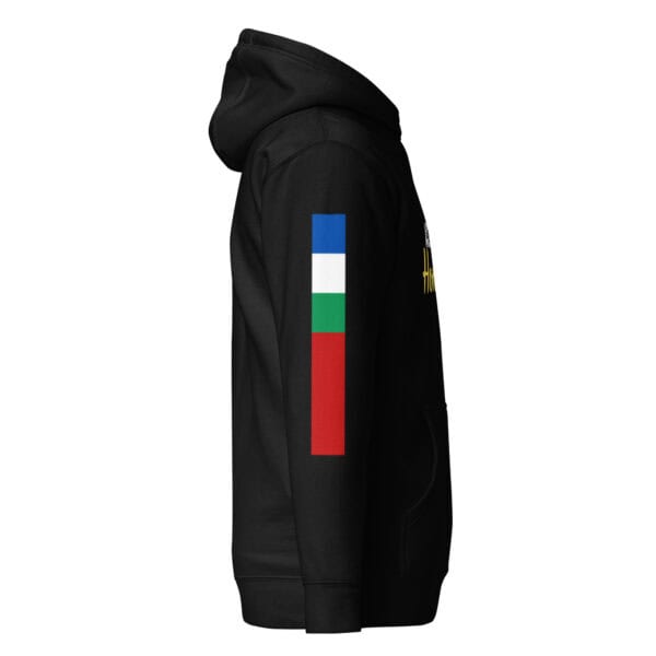 Zwarte Hoodie met Honitetu en RMS-vlag (unisex)