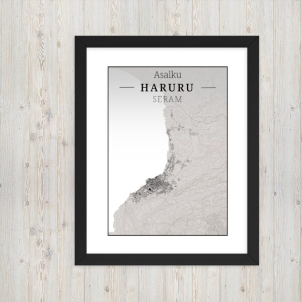 Hoogtekaart Haruru – Luxe Ingelijste Poster (Asalku)