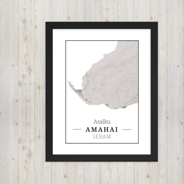 Hoogtekaart Amahai – Luxe Ingelijste Poster (Asalku)