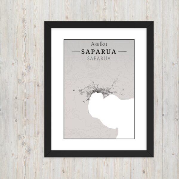 Hoogtekaart Saparua – Luxe Ingelijste Poster (Asalku)