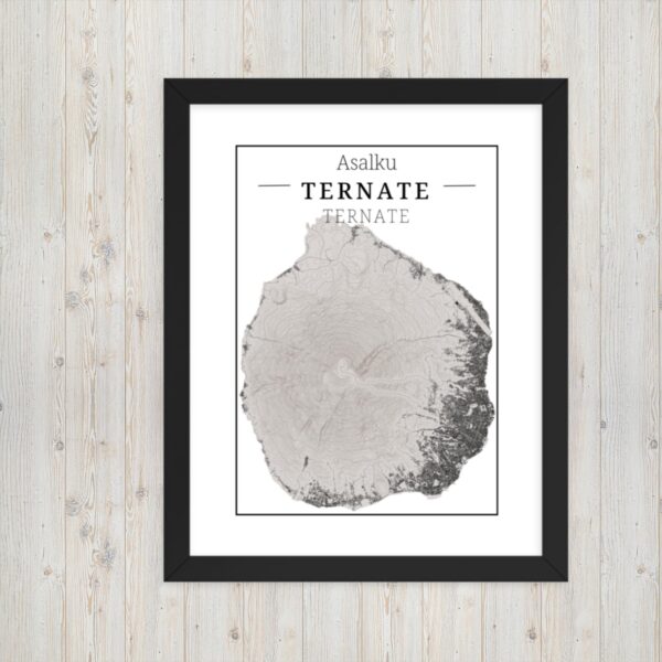 Hoogtekaart Ternate – Luxe Ingelijste Poster (Asalku)