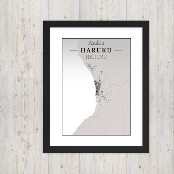 Hoogtekaart Haruku– Luxe Ingelijste Poster (Asalku)