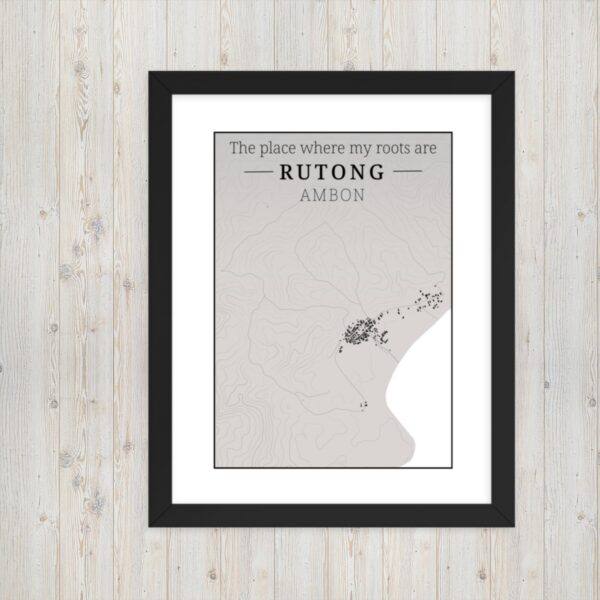 Hoogtekaart Rutong– Luxe Ingelijste Poster (Roots)