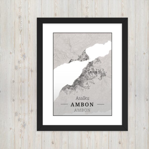 Hoogtekaart Ambon – Luxe Ingelijste Poster (Asalku)