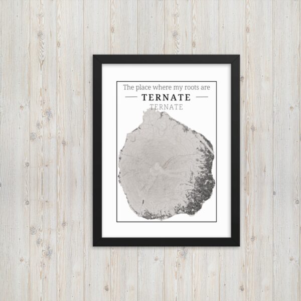 Ternate Eiland | Kampong kaart | hoogtekaart-ternate-luxe-ingelijste-poster-roots