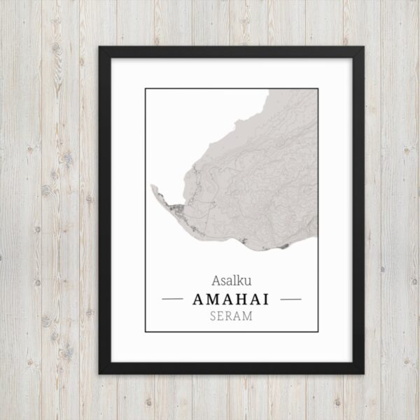 Hoogtekaart Amahai – Luxe Ingelijste Poster (Asalku)