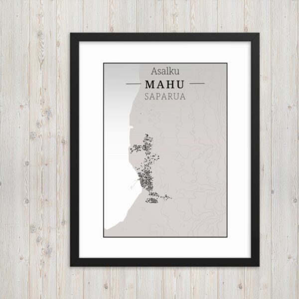 Hoogtekaart Mahu – Luxe Ingelijste Poster (Asalku)