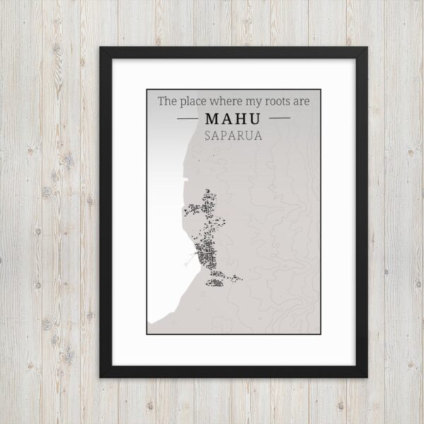 Hoogtekaart Mahu – Luxe Ingelijste Poster (Roots)