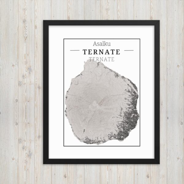 Hoogtekaart Ternate – Luxe Ingelijste Poster (Asalku)
