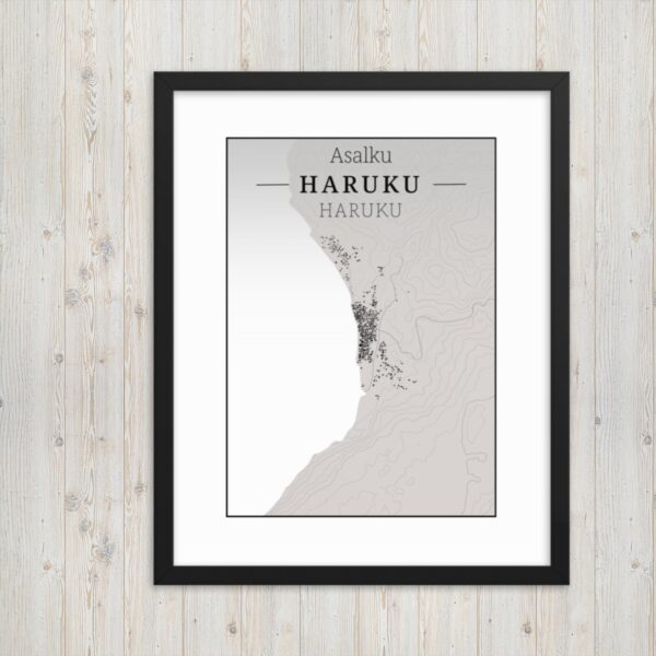 Hoogtekaart Haruku– Luxe Ingelijste Poster (Asalku)