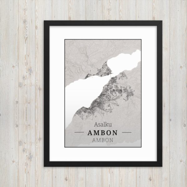 Hoogtekaart Ambon – Luxe Ingelijste Poster (Asalku)