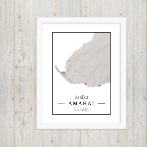 Hoogtekaart Amahai – Luxe Ingelijste Poster (Asalku)