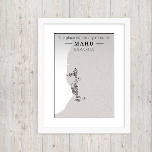 Hoogtekaart Mahu – Luxe Ingelijste Poster (Roots)