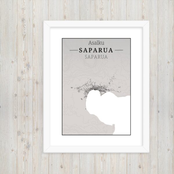 Hoogtekaart Saparua – Luxe Ingelijste Poster (Asalku)