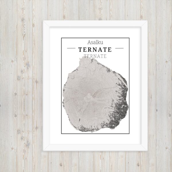 Hoogtekaart Ternate – Luxe Ingelijste Poster (Asalku)