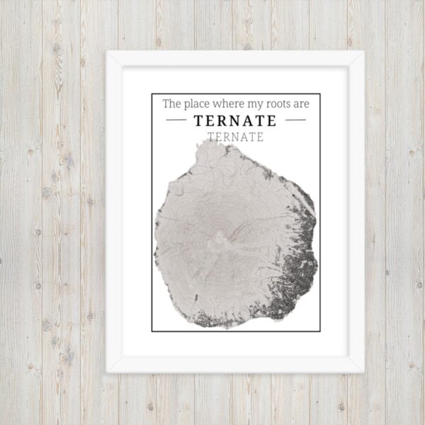 Hoogtekaart Ternate – Luxe Ingelijste Poster (Roots)