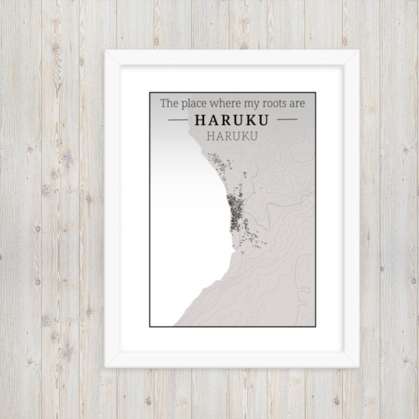 Hoogtekaart Haruku – Luxe Ingelijste Poster (Roots)