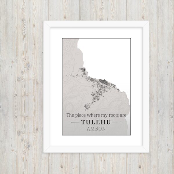 Hoogtekaart Tulehu – Luxe Ingelijste Poster (Roots)