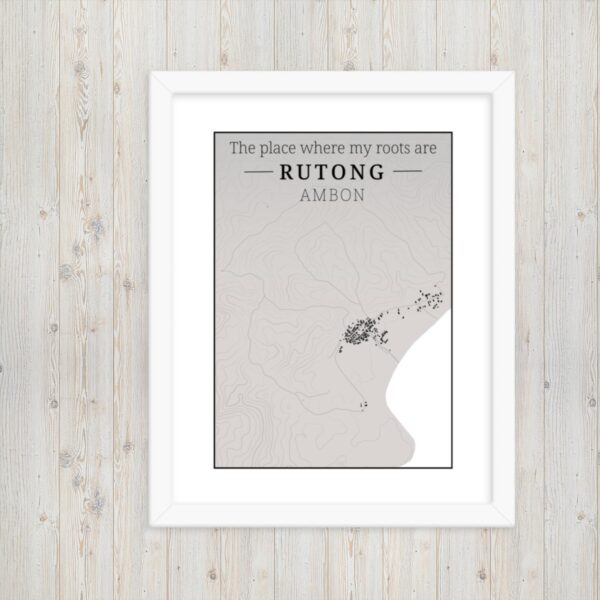 Hoogtekaart Rutong– Luxe Ingelijste Poster (Roots)