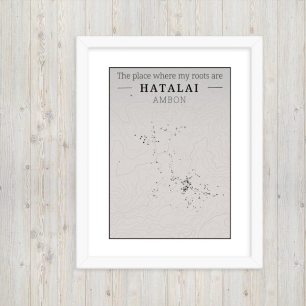 Hoogtekaart Hatalai – Luxe Ingelijste Poster (Roots)