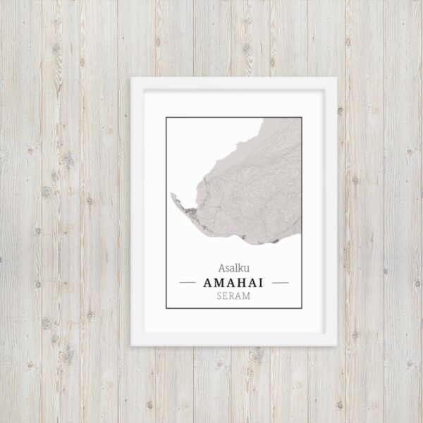 Hoogtekaart Amahai – Luxe Ingelijste Poster (Asalku)