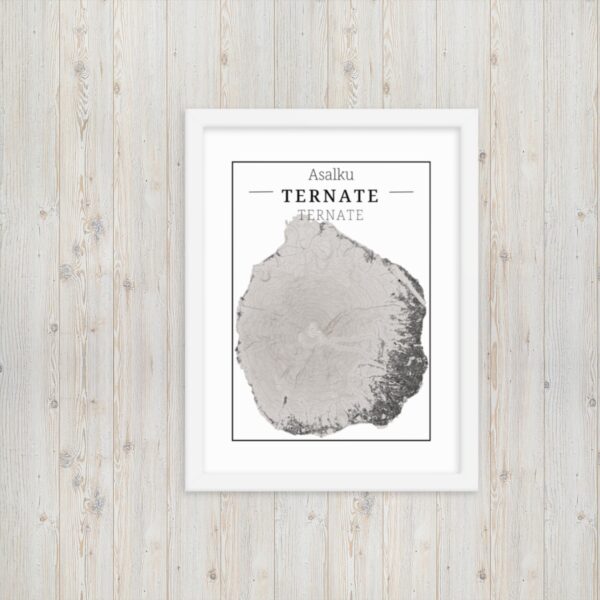Hoogtekaart Ternate – Luxe Ingelijste Poster (Asalku)
