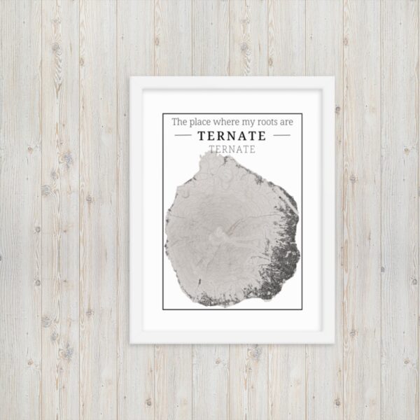 Hoogtekaart Ternate – Luxe Ingelijste Poster (Roots)