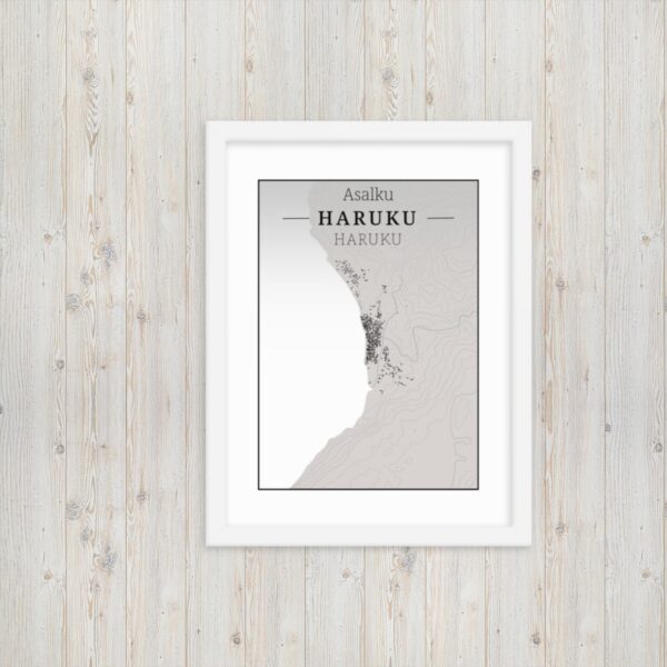 Hoogtekaart Haruku– Luxe Ingelijste Poster (Asalku)