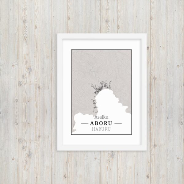 Hoogtekaart Aboru – Luxe Ingelijste Poster (Asalku)