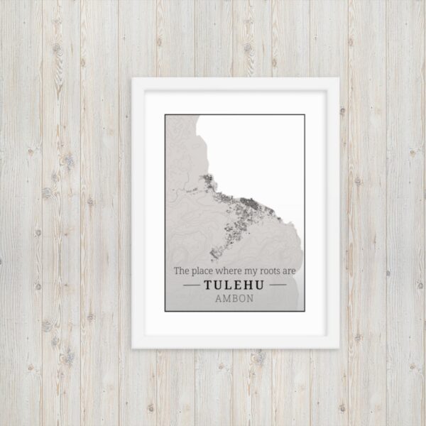 Hoogtekaart Tulehu – Luxe Ingelijste Poster (Roots)