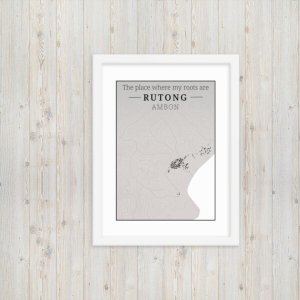 Hoogtekaart Rutong– Luxe Ingelijste Poster (Roots)