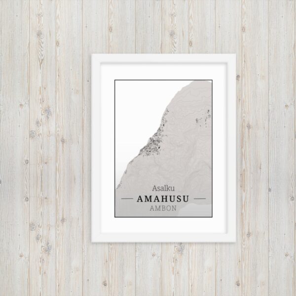 Hoogtekaart Amahusu – Luxe Ingelijste Poster (Asalku)