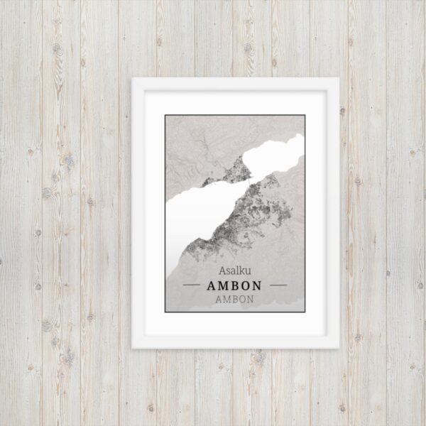 Hoogtekaart Ambon – Luxe Ingelijste Poster (Asalku)