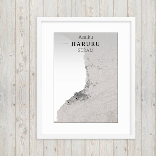 Hoogtekaart Haruru – Luxe Ingelijste Poster (Asalku)