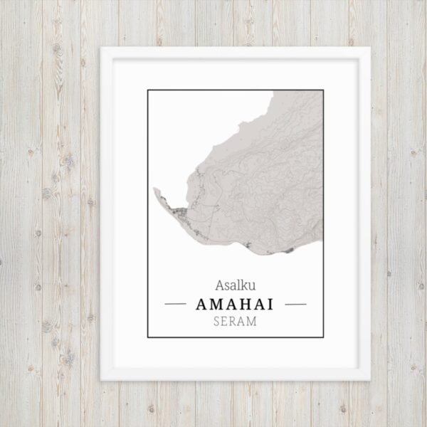 Hoogtekaart Amahai – Luxe Ingelijste Poster (Asalku)