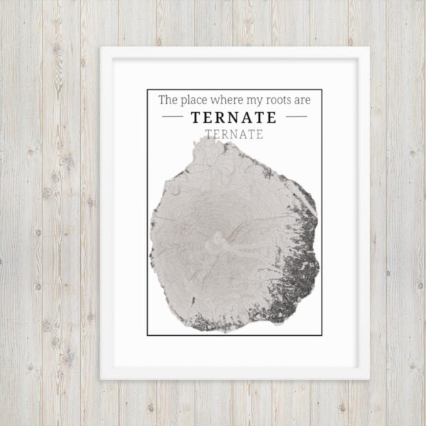 Hoogtekaart Ternate – Luxe Ingelijste Poster (Roots)