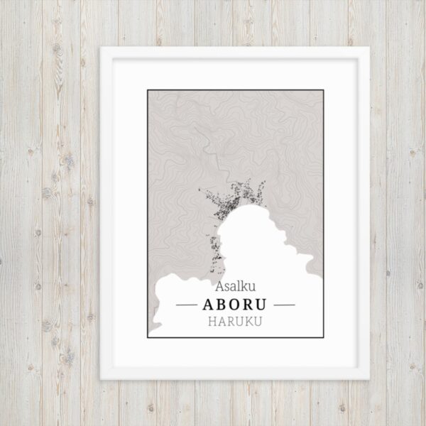 Hoogtekaart Aboru – Luxe Ingelijste Poster (Asalku)