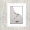 Hoogtekaart Tulehu – Luxe Ingelijste Poster (Roots)