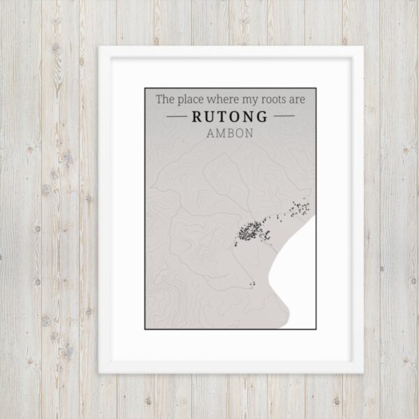 Hoogtekaart Rutong– Luxe Ingelijste Poster (Roots)