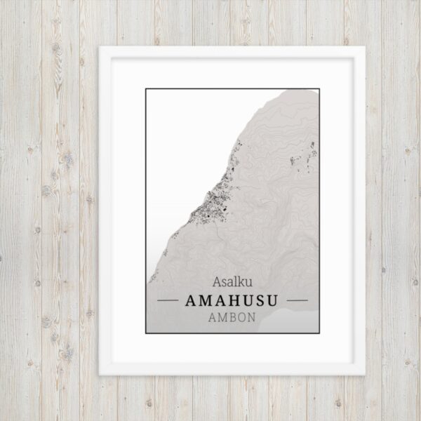 Hoogtekaart Amahusu – Luxe Ingelijste Poster (Asalku)
