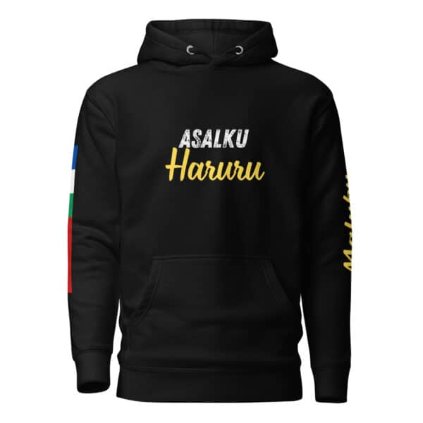 Zwarte Hoodie met Haruru en RMS-vlag (unisex)